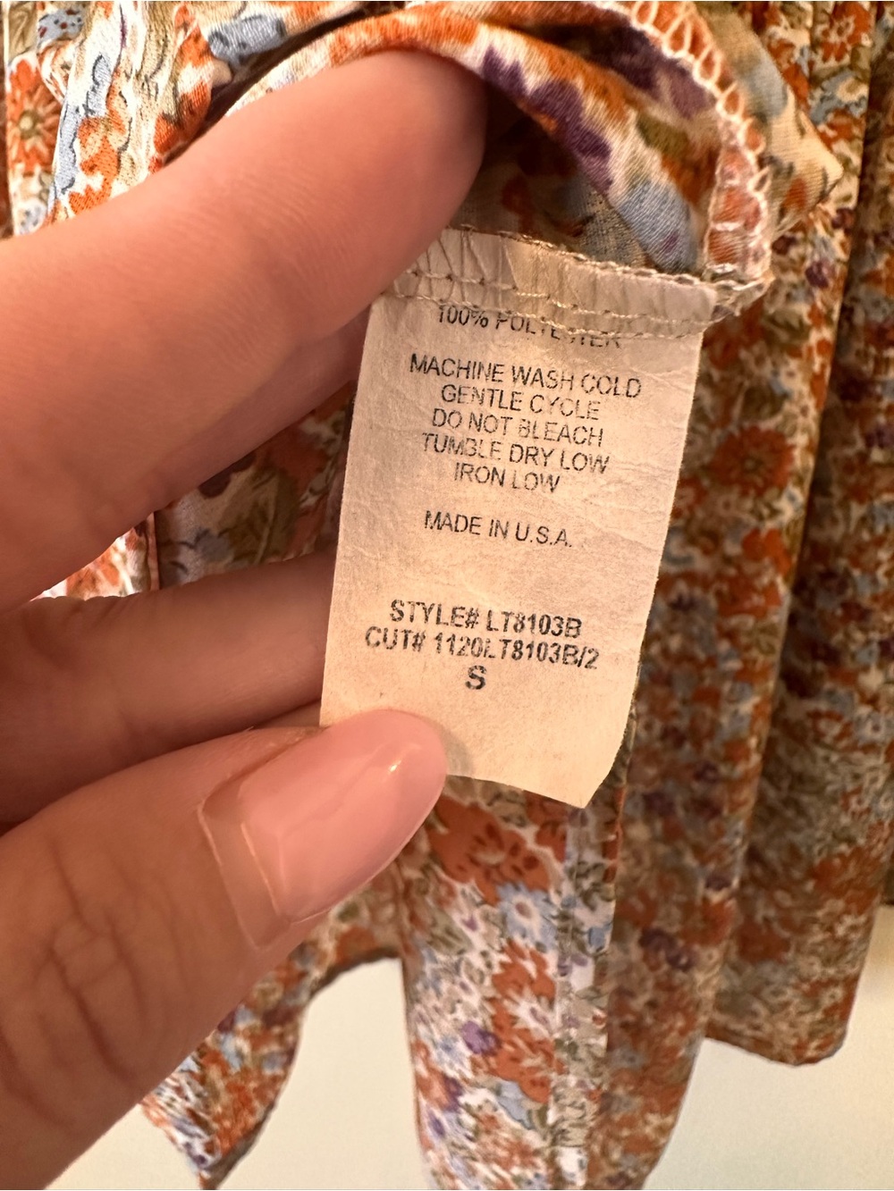 Women's Floral Ruffle-Yoke Tunic Top - Rust Multi - Picture 6 of 6